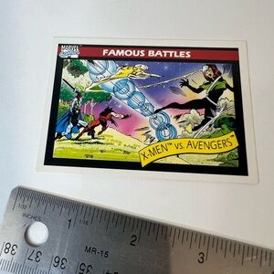 X-MEN VS. AVENGERS #99: Marvel UNIVERSE Series 1 card; 1990 Impel, Famous Battle